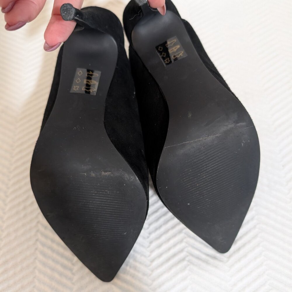 Steve Madden Darlene Black Suede Stiletto Mules Pointy Toe High Heels Size 8 - Picture 7 of 11